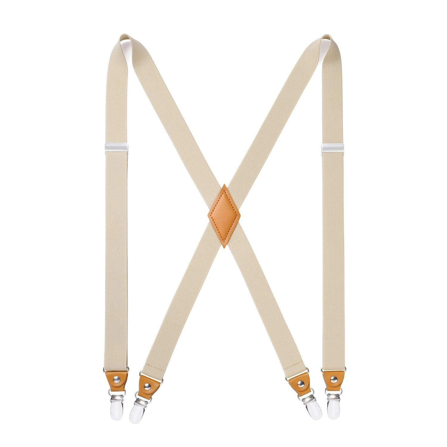 Smooth Style Suspender - 1" Beige Adjustable Belt Clip Set – Effortless Fit!