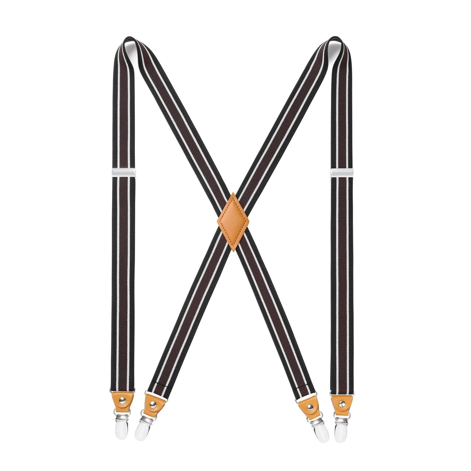Classic Suspenders: 1" Wide, Adjustable, Black or White, 4 Clips. Get Yours Now!