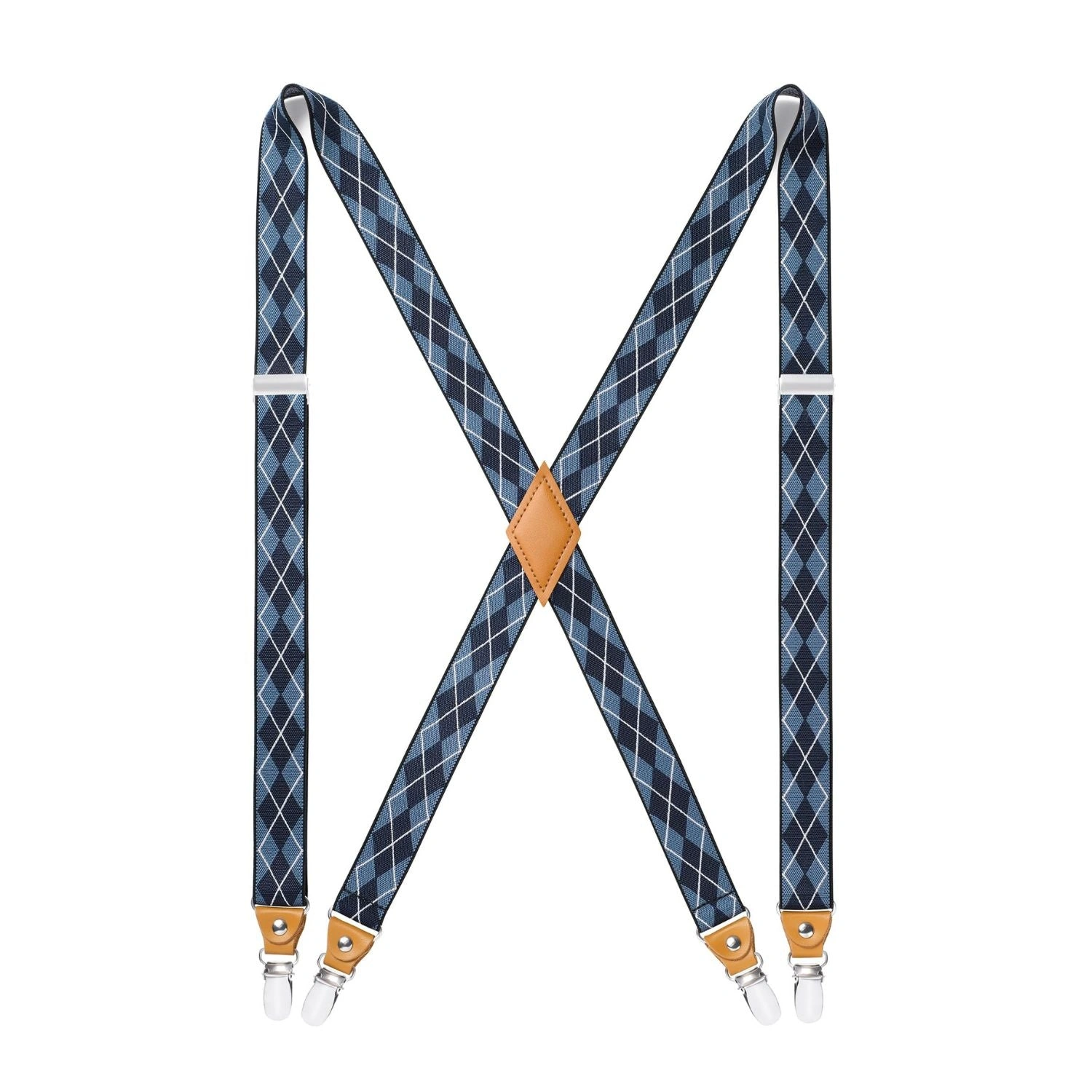 Blue Checkered Suspender: Classic Style with Ultimate Comfort and Adjustable Fit!