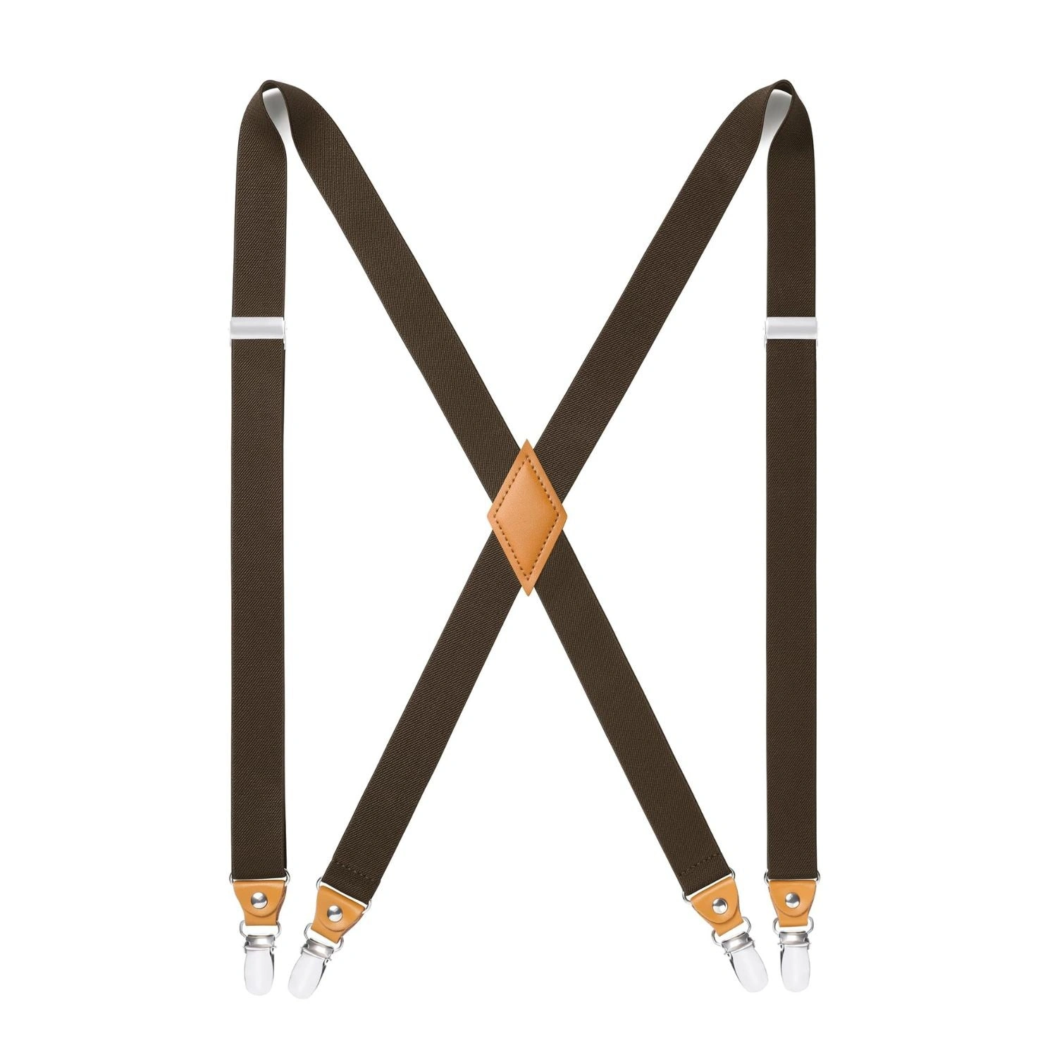 Brown Leather Suspenders 1 inch Wide Classic Style for Men & Women Everyday Wear